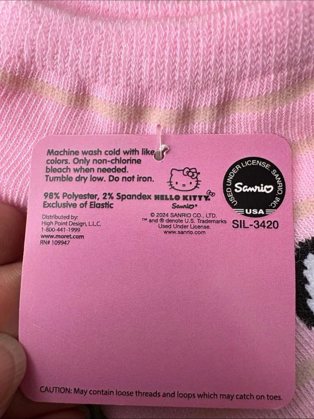 Hello Kitty Pink and White Ankle Socks with Red Bow Accents